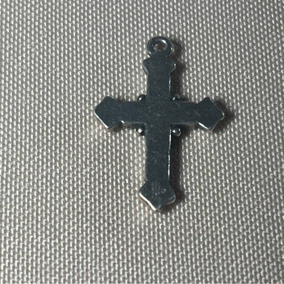 James Avery Retired Green Stone Mosaic Tile Enamel 925 Sterling Silver Cross - Picture 12 of 12